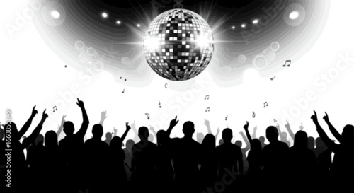 Disco ball. Reflections in the night club A party with music playing
