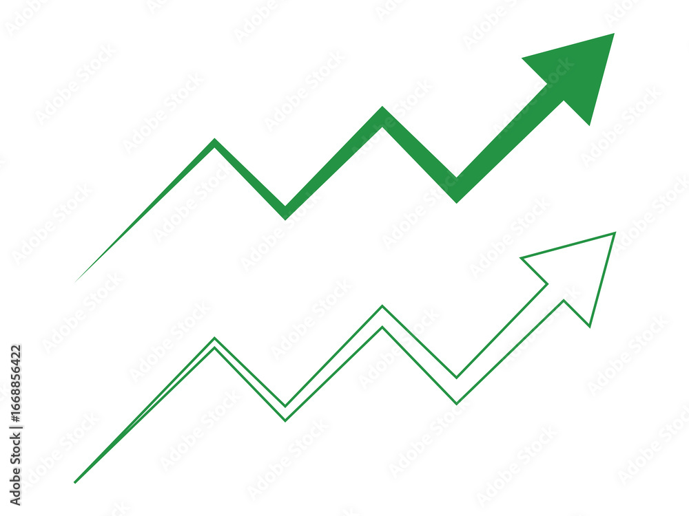 Naklejka premium Upward Trending Green Arrows on Black Background Indicating Success and Growth in Business and Finance.