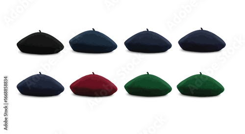 Collection of Colorful Berets Vector Illustration with a Clean White Background