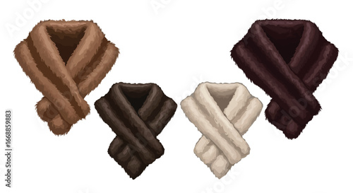 Elegant fur stole collection in assorted colors for versatile fashion accessories