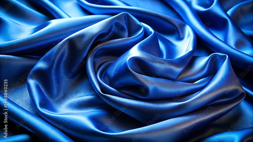 Obraz premium Luminous blue silk fabric with elegant draping and folds