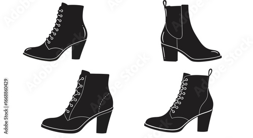Elegant footwear assortment, sophisticated boot collection on a pristine background