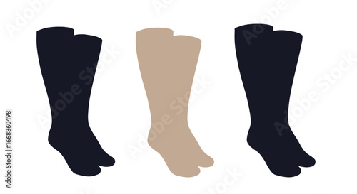 Minimalist set featuring assorted leg warmers against a stark white backdrop