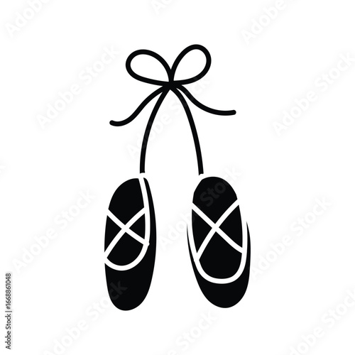 Hand drawn ballet shoes element icon solid style vector illustration design