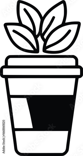 Recycling gift box with plant pot and plant illustration vector icon