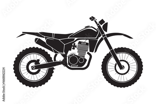 technical vector illustration of a dirt bike engine and frame silhouette with off road design for engineering concept