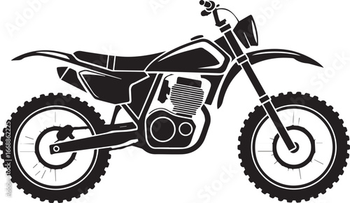 vector silhouette of off road motorcycle with rugged knobby tires and high fender for extreme sports graphic designs