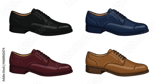 Diverse derby shoe vector set for fashion design, branding, or retail use