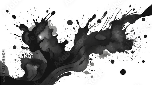 Artistic black  watercolor splash effect template 