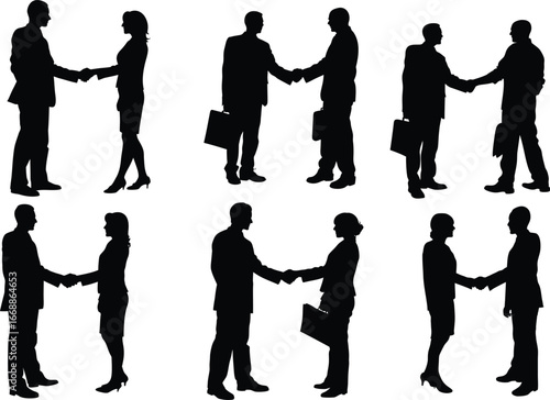 Two businessmen handshake silhouette. shake hands in an office meeting, symbolizing teamwork and agreement