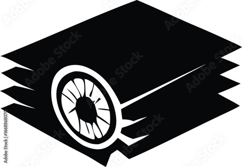 Abstract geometric design with a spoked wheel motif representing movement innovation and futuristic concepts