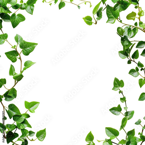 Fresh green ivy plant border on black background