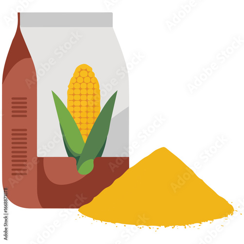 Vector illustration corn bag flour food additive isolated on white background