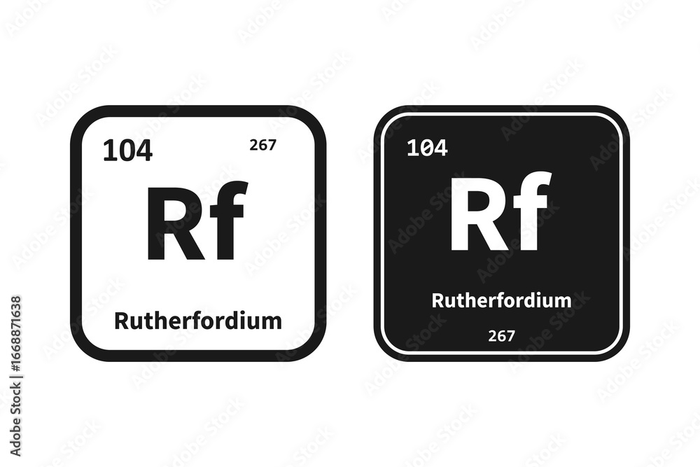 Fotografie Rutherfordium, Rf, chemical periodic table element icon