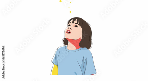 Capturing child wonder, a young girl gazes upwards in a moment of fascination and awe. Child wonder expressed through wide eyes and open mouth, highlighting innocence and discovery.