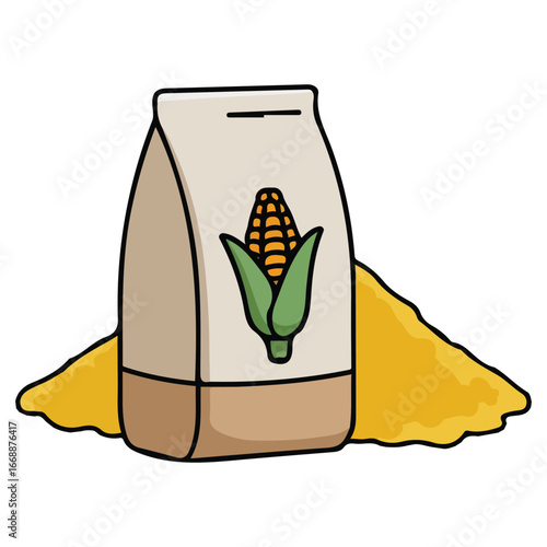 Corn and flour bag food ingredient isolated vector illustration on white background