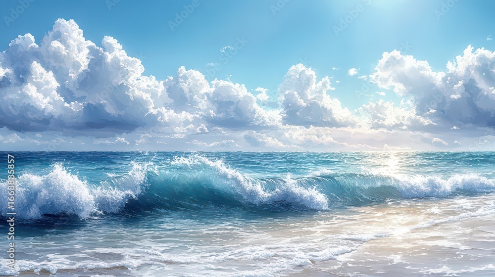 Fototapeta premium Abstract blue watercolor waves. Watercolor texture.