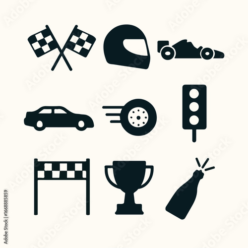 racing line icons set 