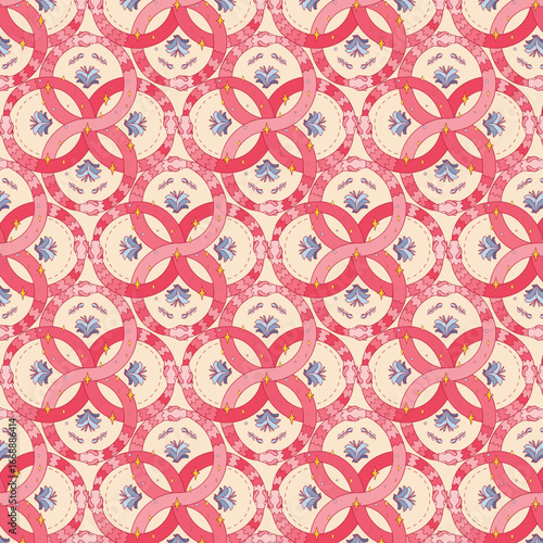 Seamless geometric floral circle pattern design