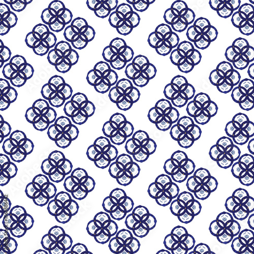 Elegant Blue Geometric Floral Pattern