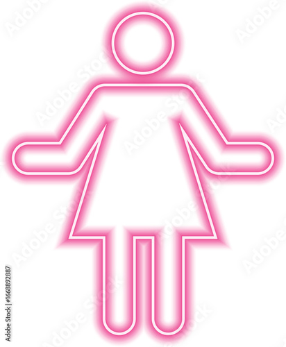Female person standing with arms open and elbows bent in a welcoming posture.