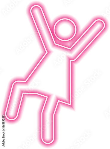 Female person with both arms raised above head expressing a joyful posture.