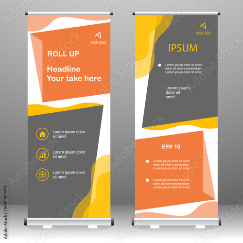 Business banner Roll up template design, for brochure, business, flyer, infographics. modern x-banner and flag-banner advertising. vector illustration