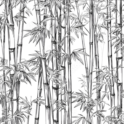 bamboo background a black and white vector image sketch style for children.