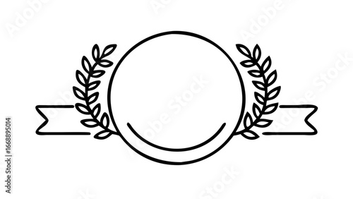 Elegant laurel wreath circle vector graphic design element with ribbon banner for logo and decoration use