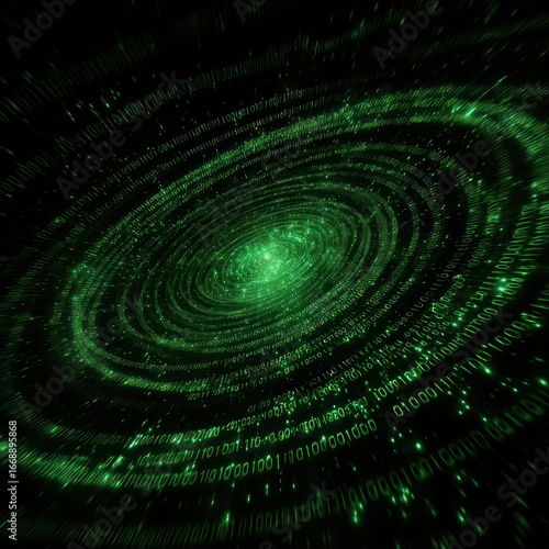 Green spiral galaxy, digital code