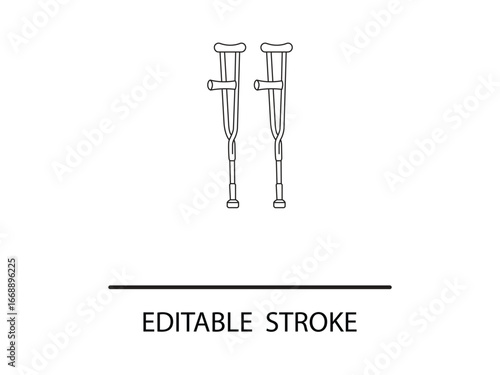 Modern outline of medical crutches symbolizing recovery and mobility support for rehabilitation journeys.