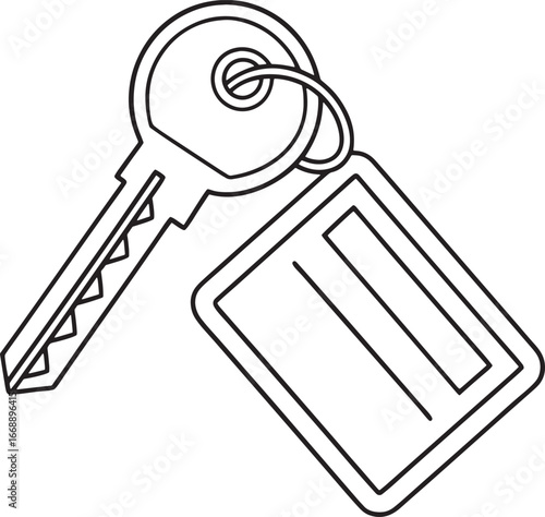 Minimalist key and tag outline illustration