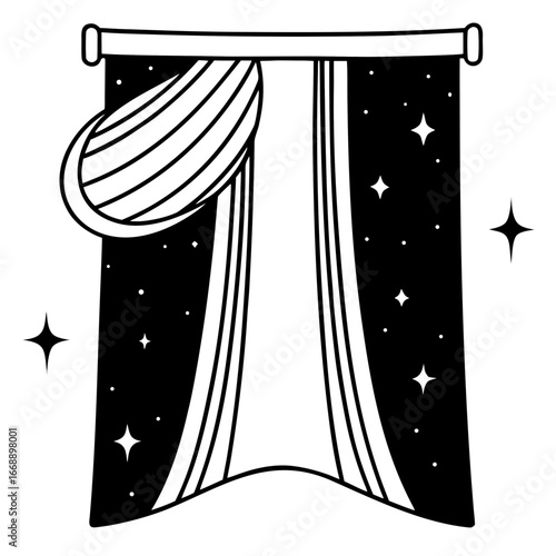 Curtains Orbit Silhouette Illustration