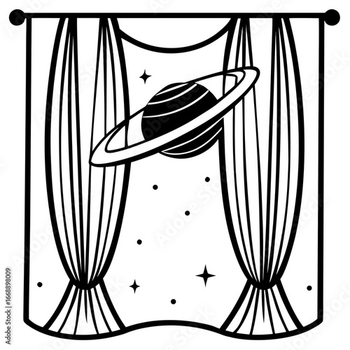 Curtains Orbit Silhouette Illustration