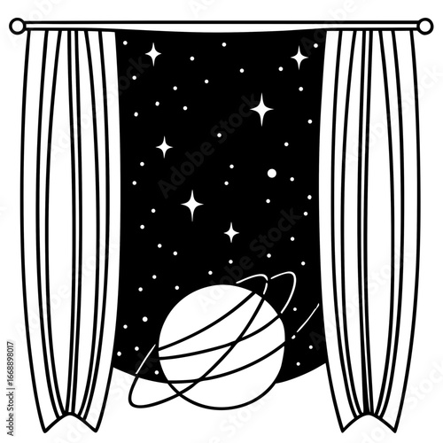Curtains Orbit Silhouette Illustration