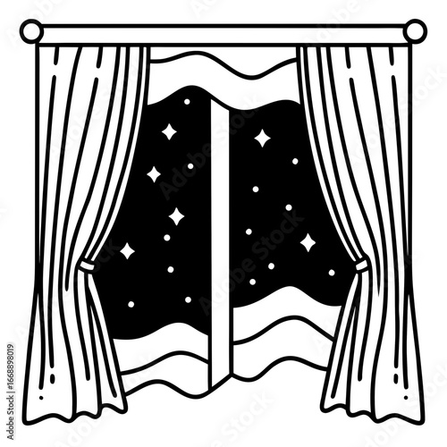 Curtains Orbit Silhouette Illustration