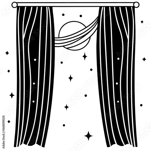 Curtains Orbit Silhouette Illustration