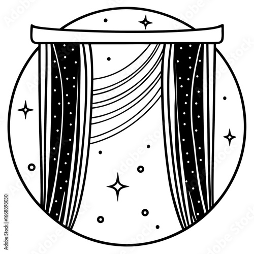 Curtains Orbit Silhouette Illustration