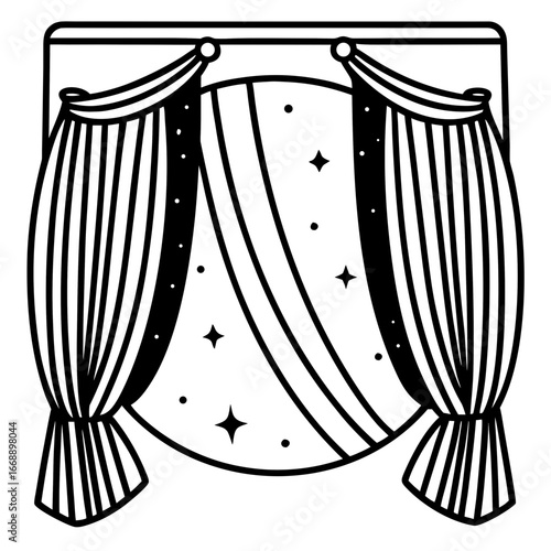 Curtains Orbit Silhouette Illustration