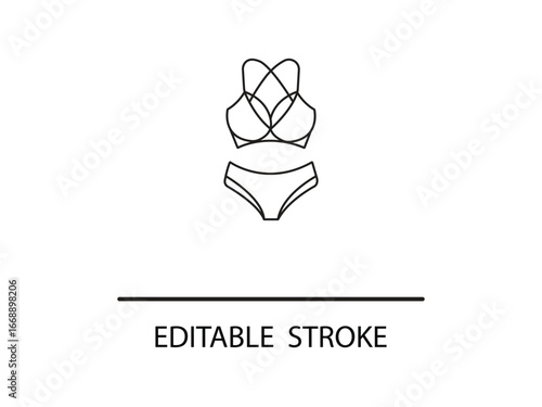 Elegant bikini outline icon symbolizing beachwear fashion and summer style, perfect for design projects.