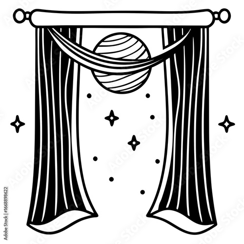 Simple Orbit Curtains Vector Design