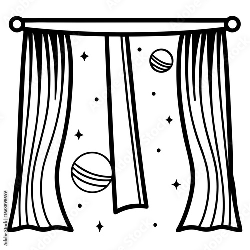Simple Orbit Curtains Vector Design
