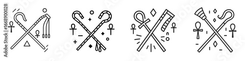 Ancient Egyptian Symbols of Power and Life, Minimalist flat design