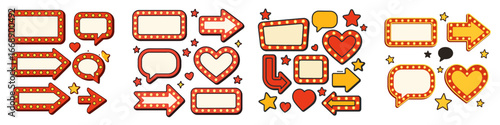 Retro Marquee Signs and Shapes Collection, Minimalist flat design