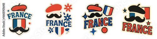 French National Symbols with Mustache and Beret