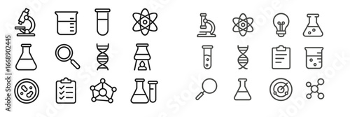 Science Research Symbols Collection, Minimalist flat design