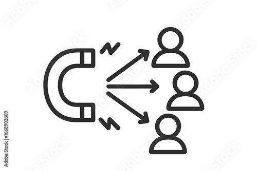 Magnet draws people icons, Minimalist flat design