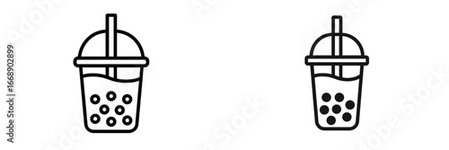 Bubble Tea Drink Icon, Minimalist flat design, isolated on white