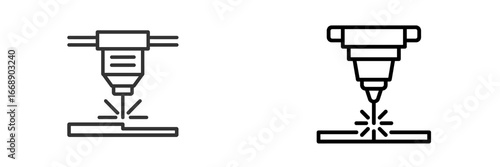 Laser Cutter Machine Symbol, Minimalist flat design