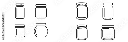 Glass Jars and Containers Assortment, Minimalist flat design